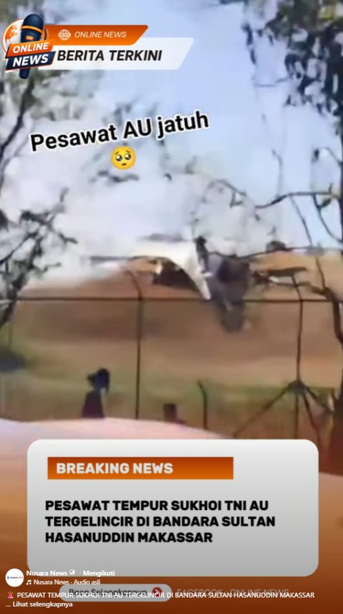 Pesawat Tempur Sukhoi TNI AU Mengalami Insiden Keluar Landasan